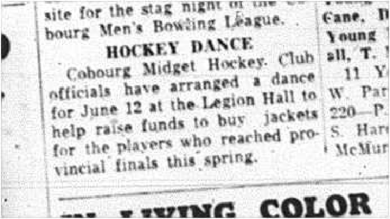 1964-05-13 Hockey - Cobourg Midget Hockey Club - Dance - Legion Club
