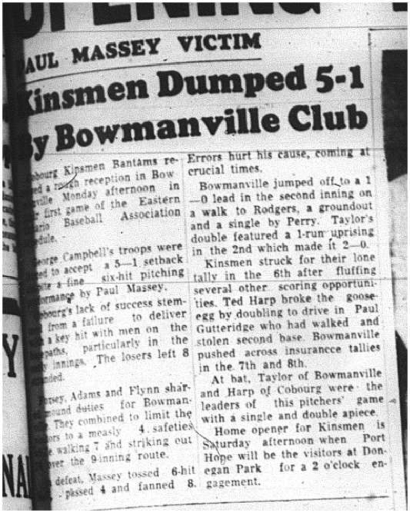 1964-05-20 Baseball -  Mens - Kinsmen Bantams  Vs. Bowmanville
