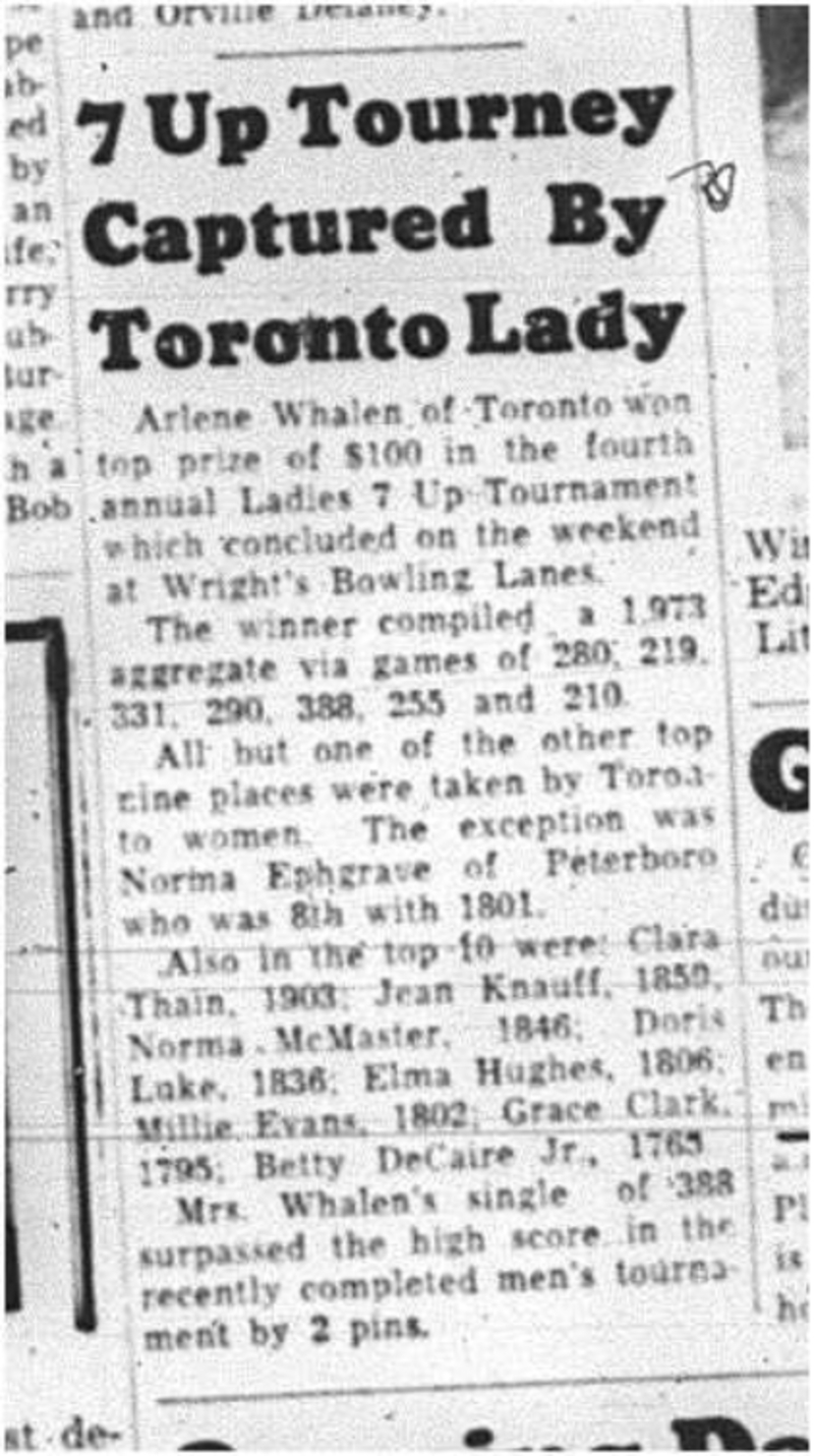 1964-05-20 Bowling - Ladies - Wrights Lanes - 7-Up