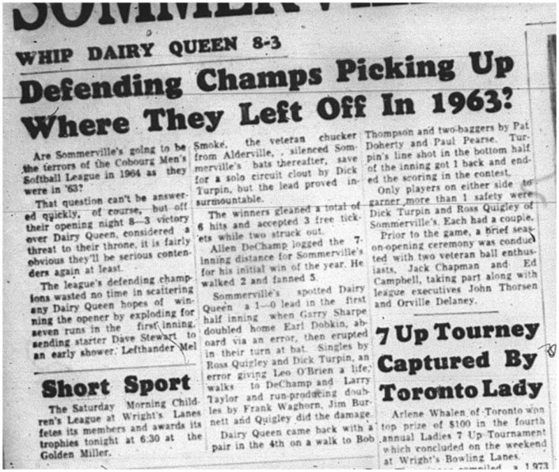 1964-05-20 Softball - Mens - Dairy Queen Vs. Sommervilles