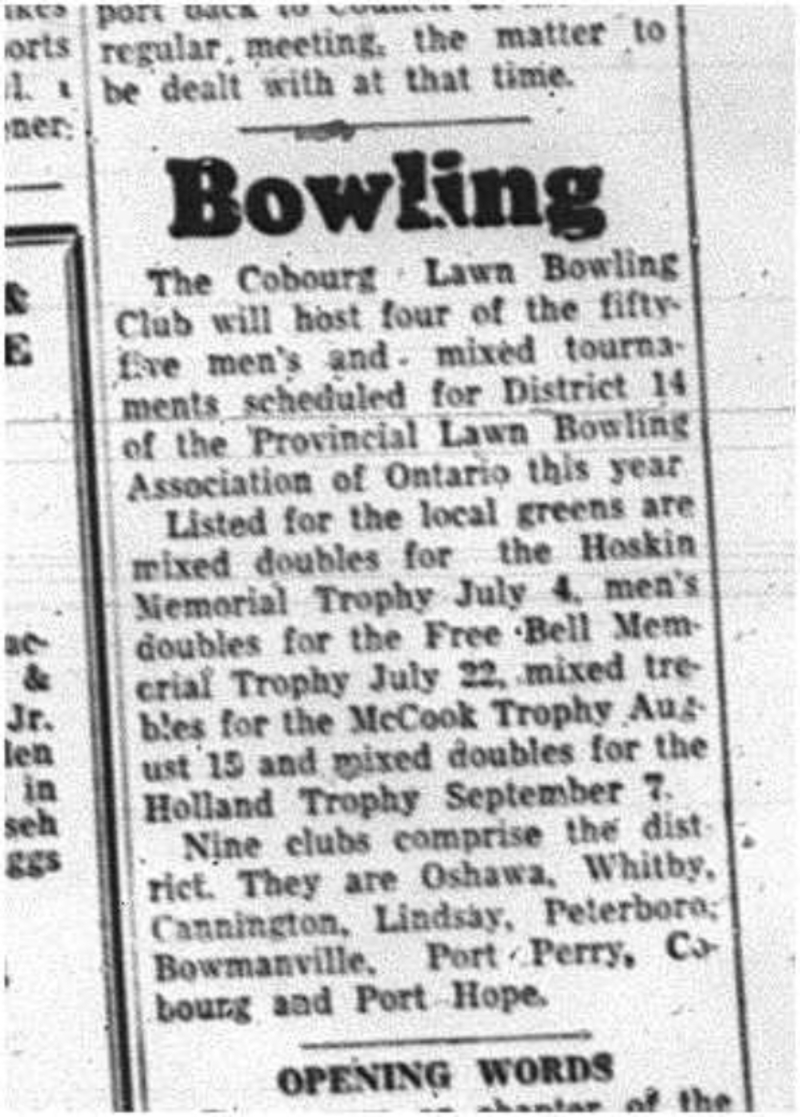 1964-05-27 Lawn Bowling - Fifty Five Mens Tournaments - Mixed Tournaments