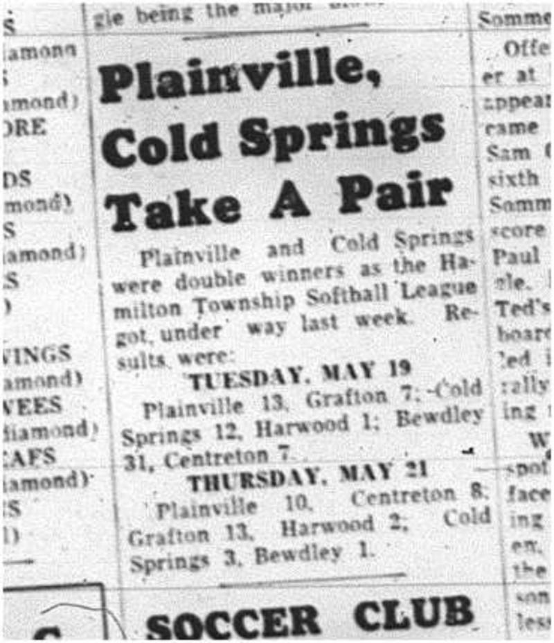 1964-05-27 Softball - Mens -  Hamilton Township Softball League