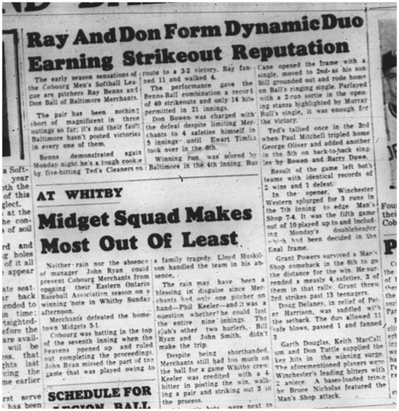 1964-05-27 Softball - Mens - Baltimore Merchants - Cobourg Softball League