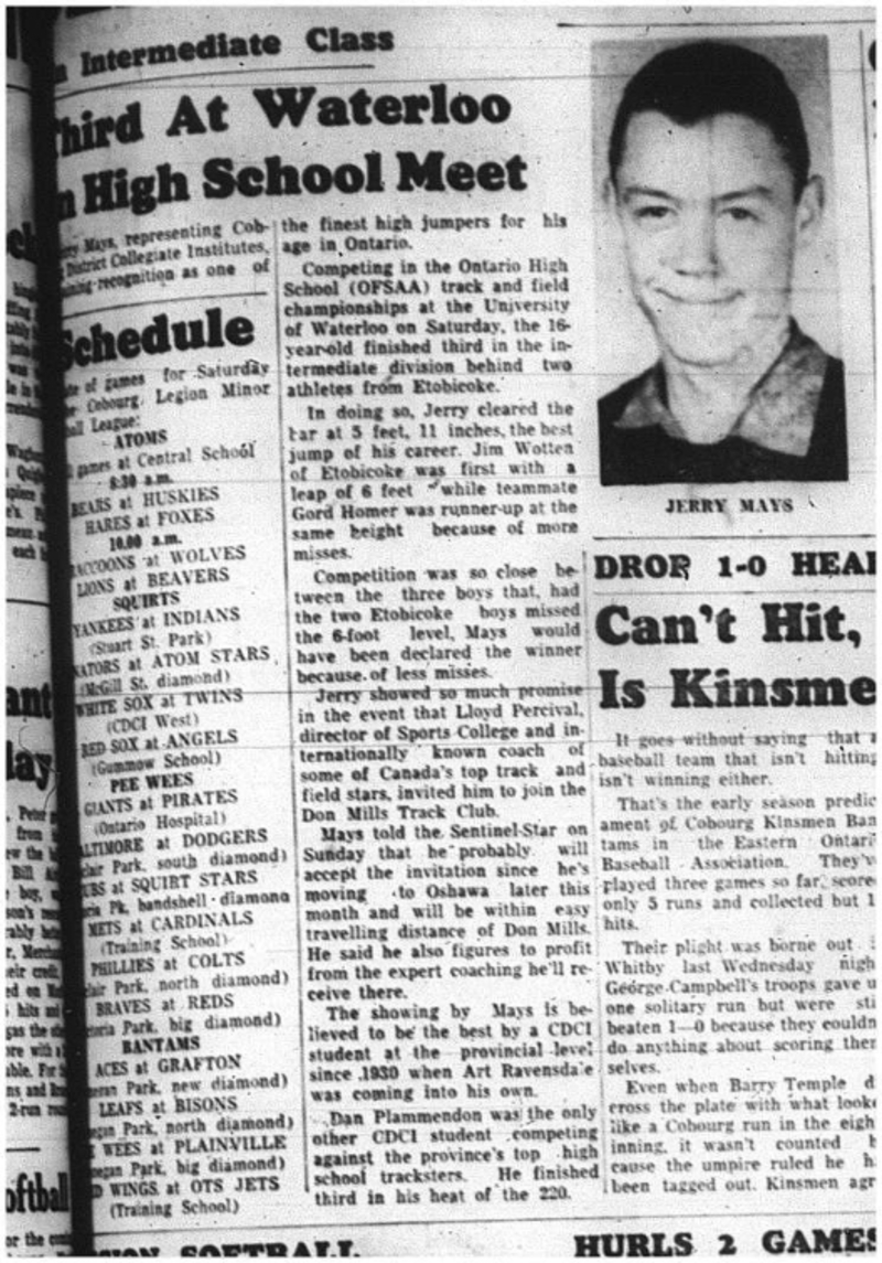 1964-06-03  School - High Jump - Jerry Mays - OFSAA