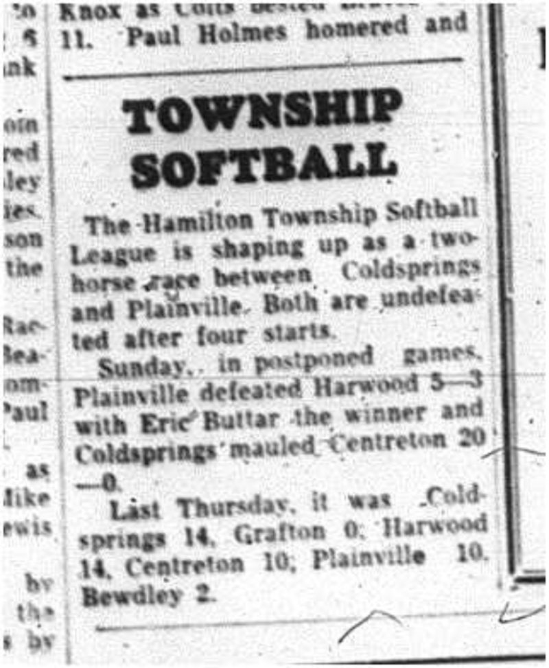 1964-06-03 Softball - Boys - Hamilton Township League