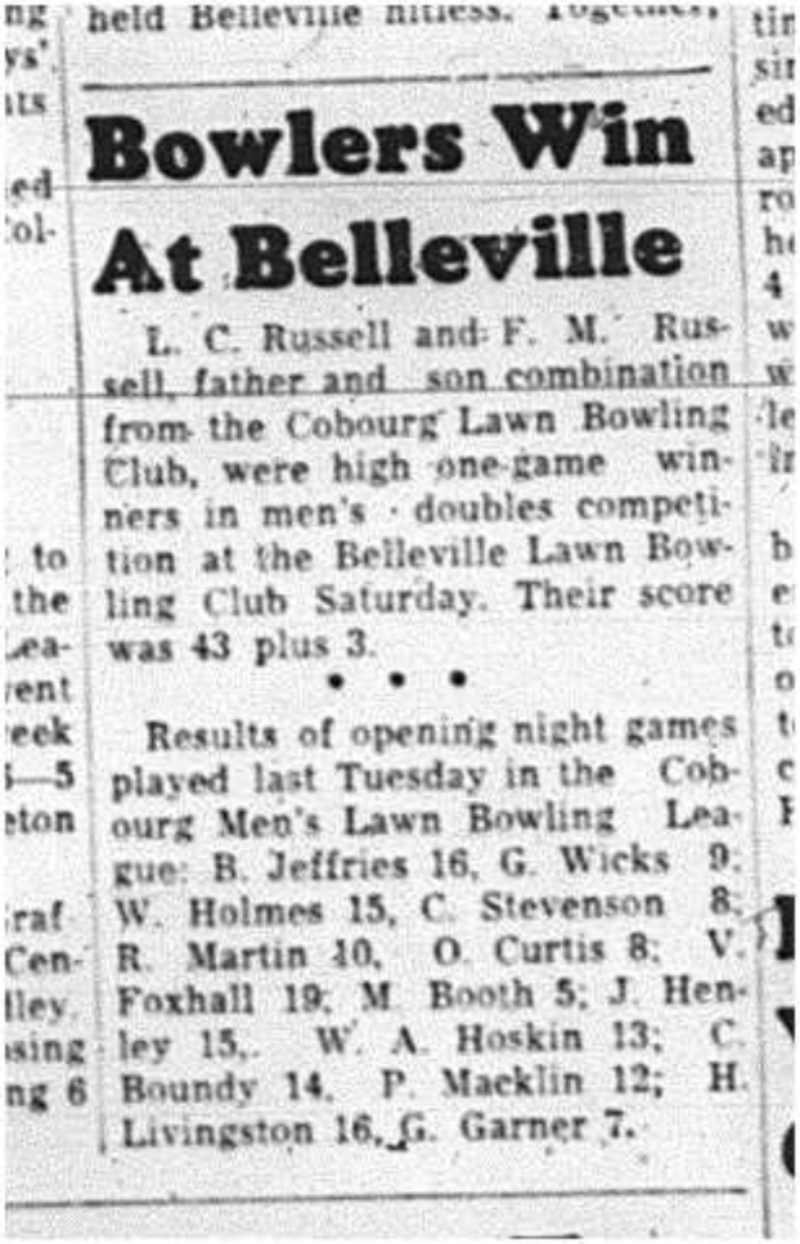 1964-06-10 Lawn Bowling - Mens - Belleville