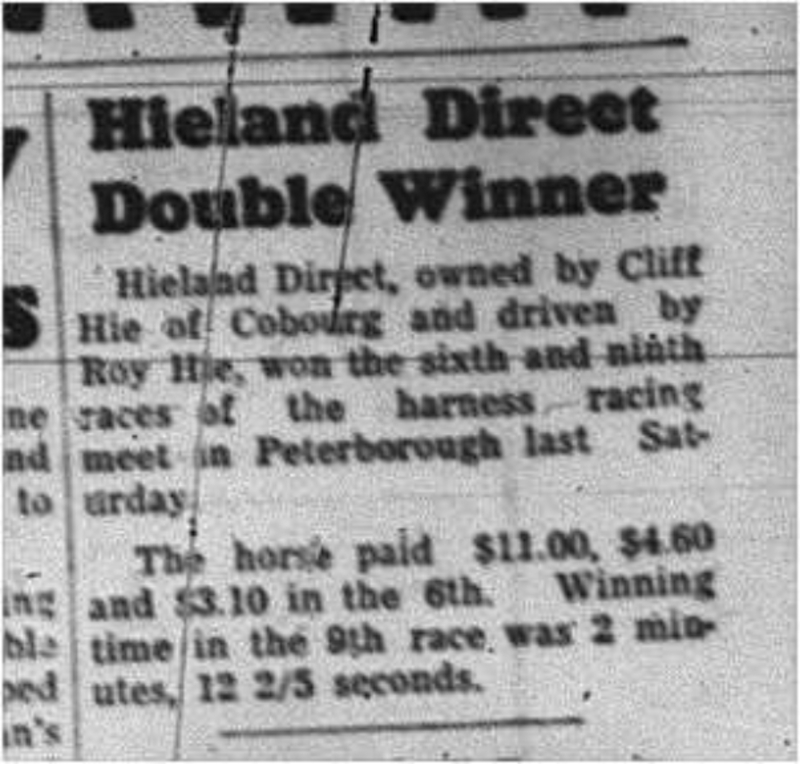 1964-06-17 Horse Racing - Hieland Direct - Cliff Hie