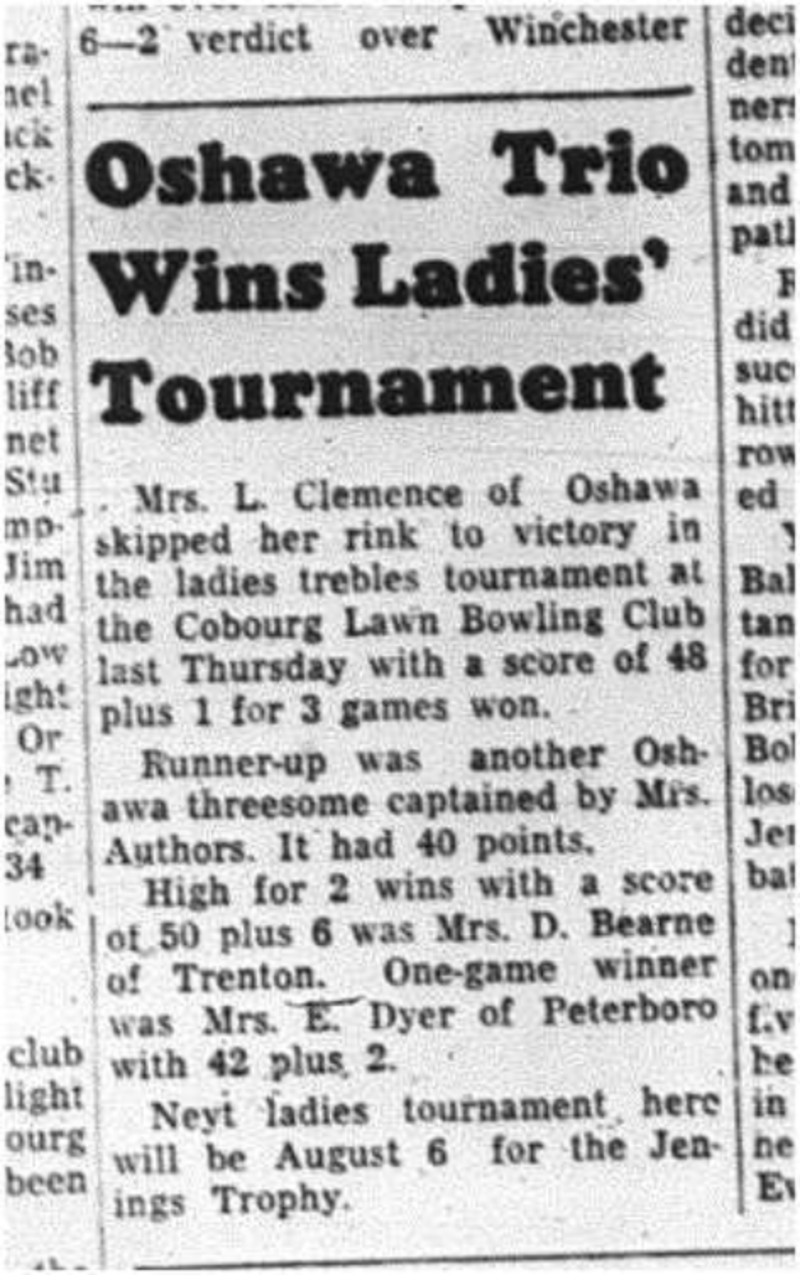 1964-07-01 Lawn Bowling - Ladies - Tournament - Oshawa Trio