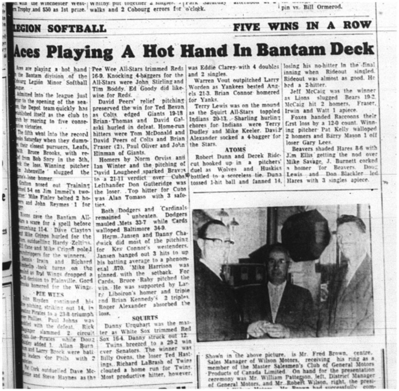 1964-07-01 Softball - Boys - Cobourg Legion Minor League