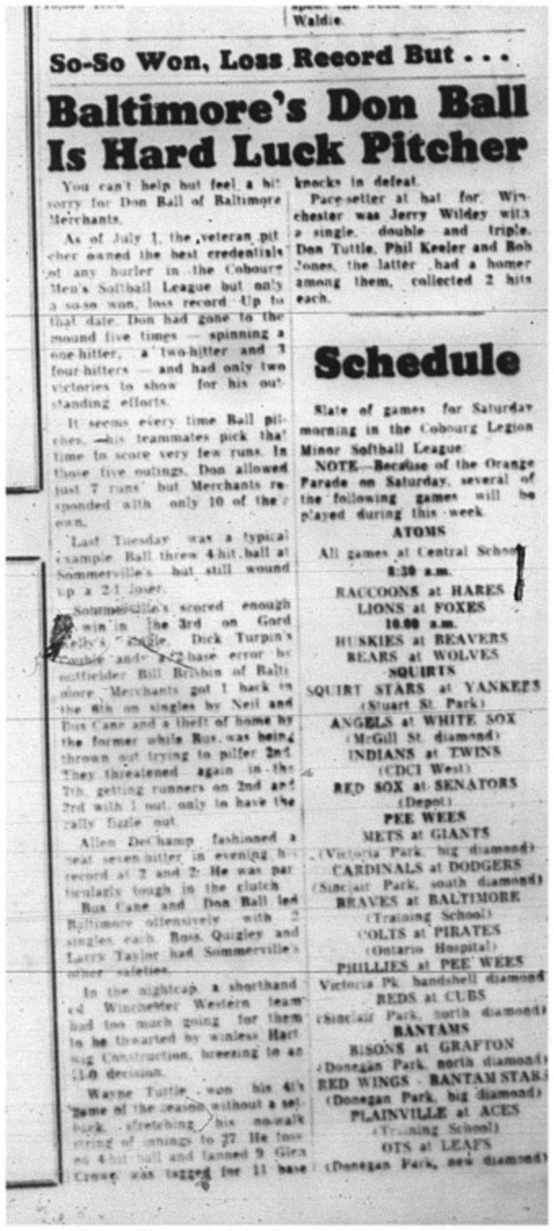 1964-07-08 Softball - Mens - Sommervilles Vs. Baltimore Merchants