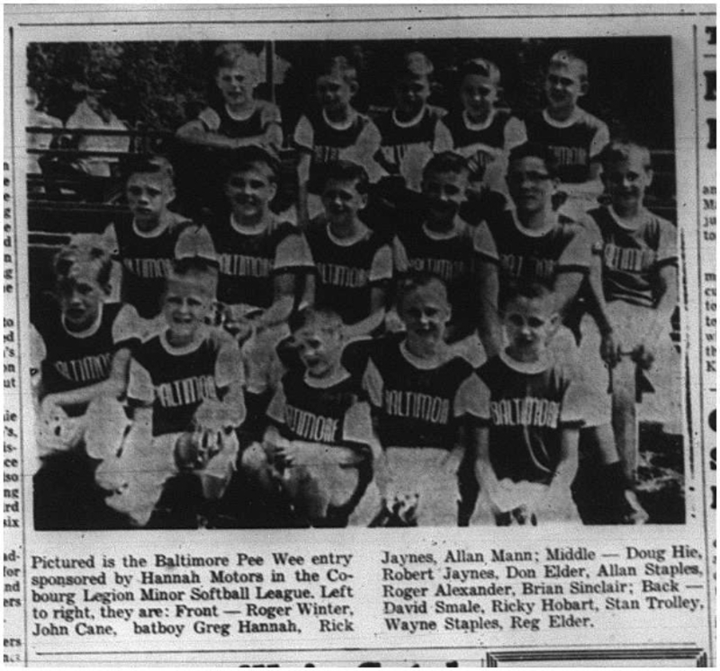 1964-07-15 Softball - Boys - Cobourg Legion Minor Softball League - Picture