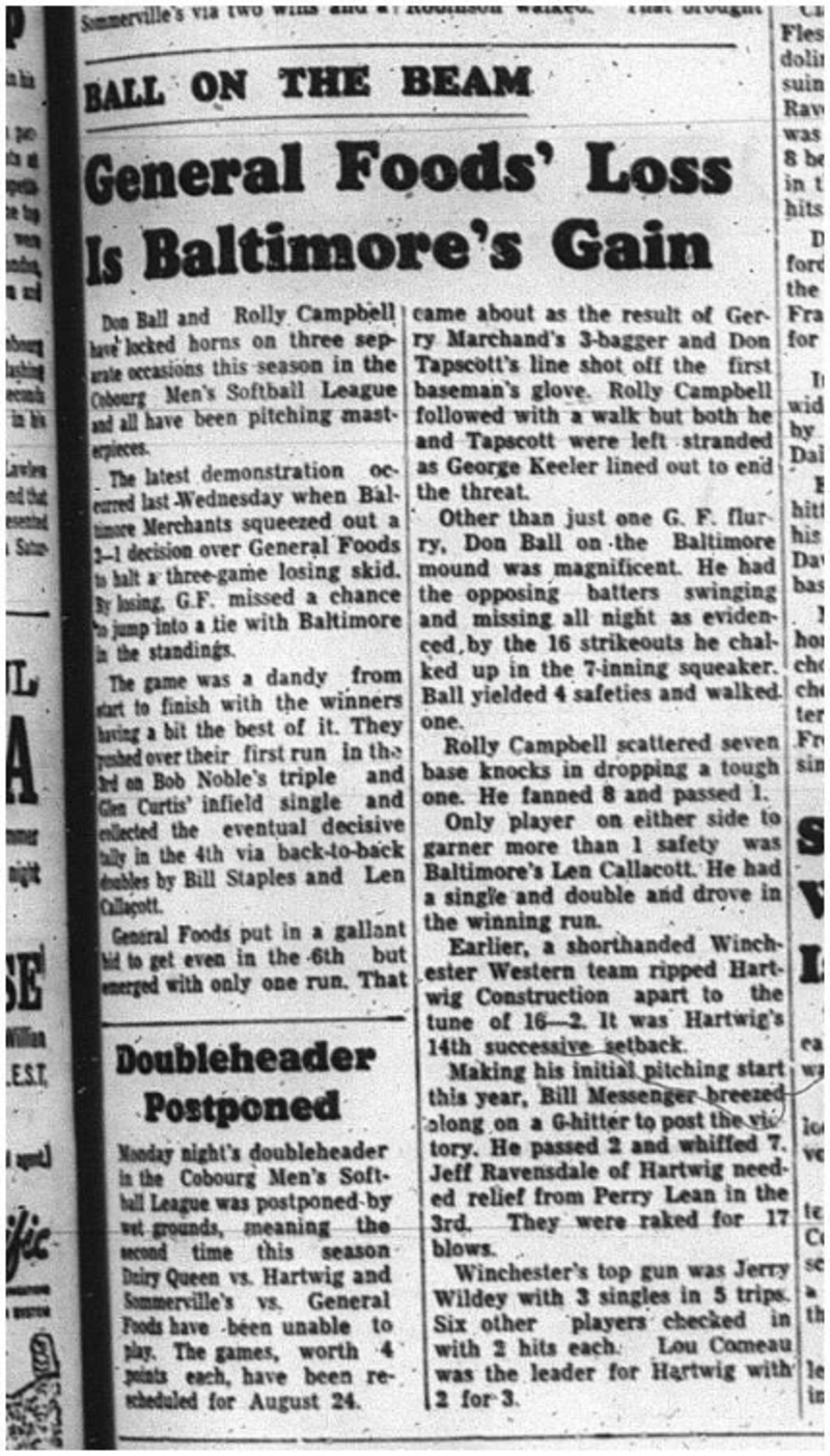 1964-07-15 Softball - Mens - General Foods - Baltimore