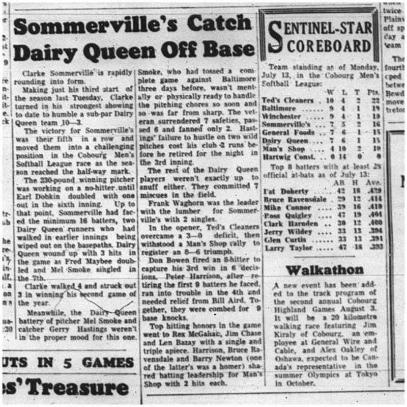 1964-07-15 Softball - Mens - Sommervilles Vs. Dairy Queen