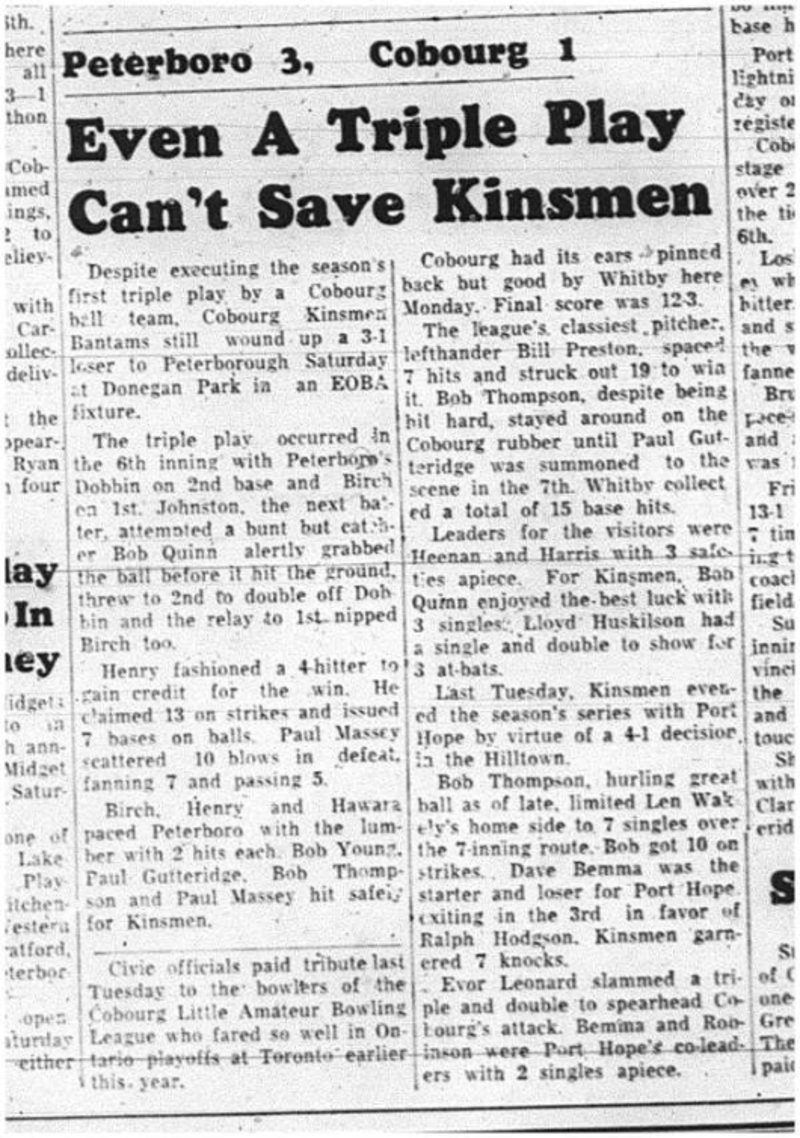 1964-07-22 Baseball - Mens - Cobourg Kinsmen Bantams
