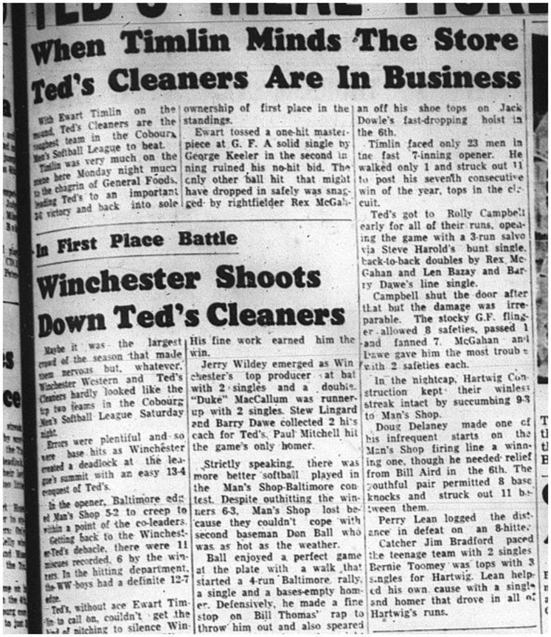 1964-07-22 Softball - Mens  - Cobourg Softball League