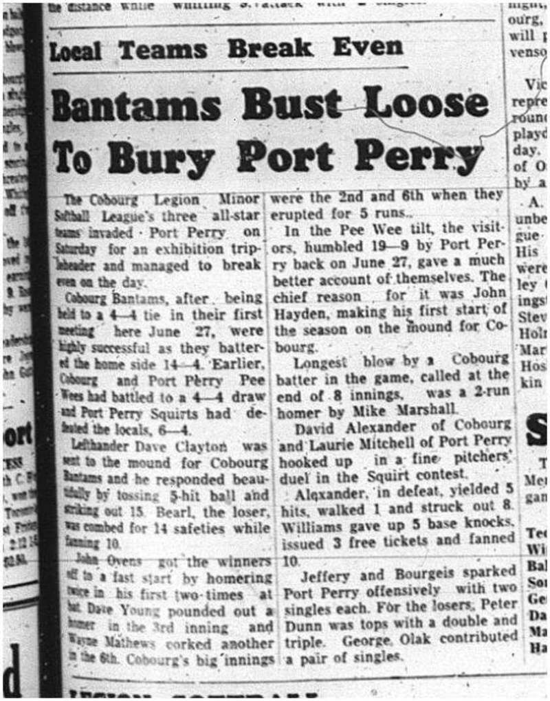 1964-07-22 Softball - Mens - Cobourg Vs. Port Hope