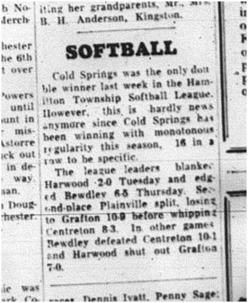 1964-07-22 Softball - Mens - Township Softball League