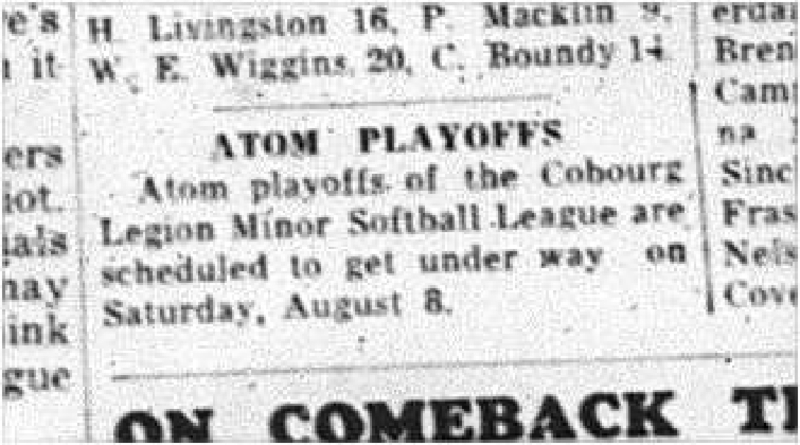 1964-07-29 Softball - Boys - Cobourg Legion Minor League