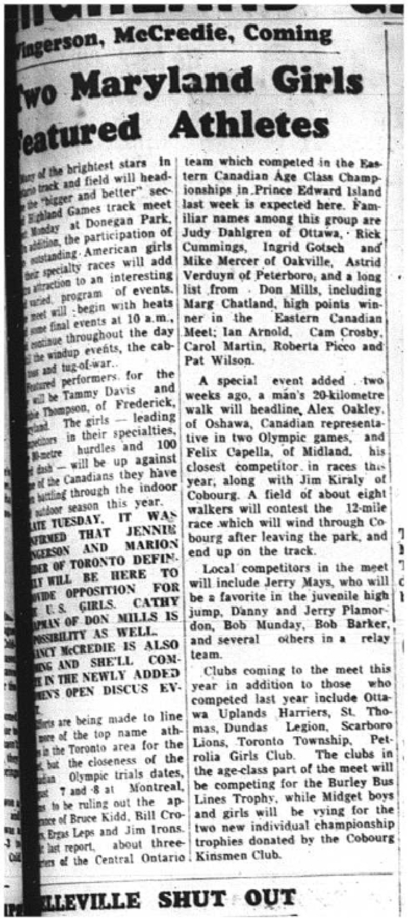 1964-07-29 Track and Field - Girls - Maryland Girls - Cobourg Track Meet