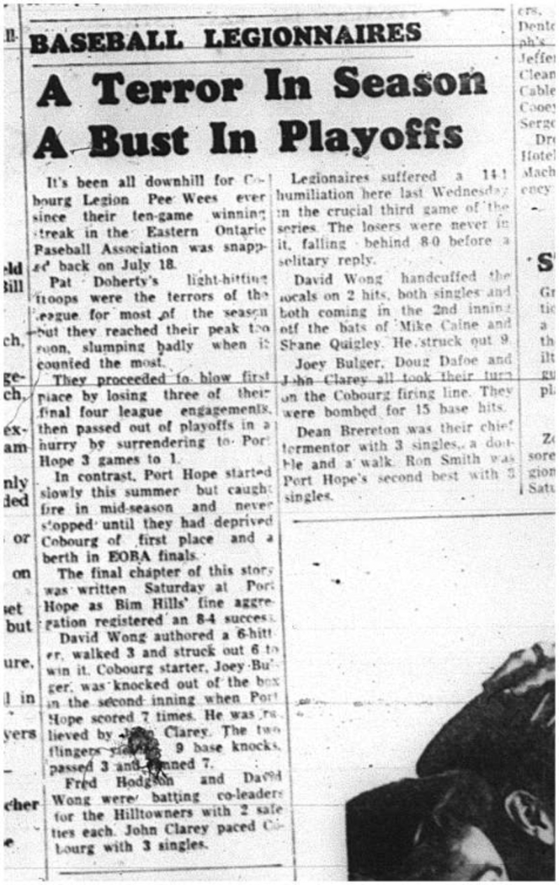 1964-08-19 Baseball - Boys - Cobourg Legion Peewees