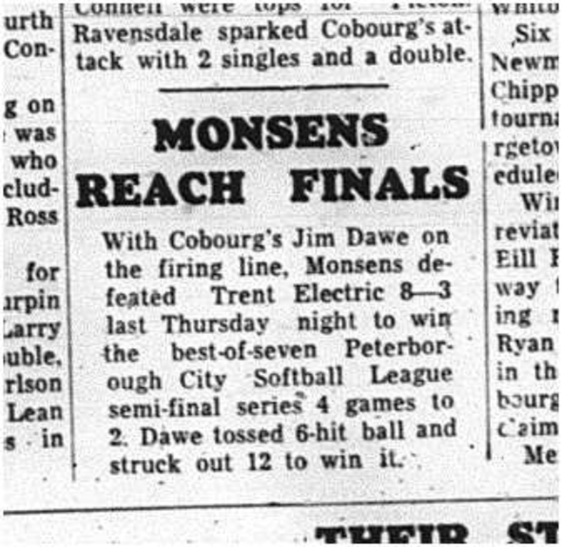 1964-08-19 Softball - Mens - Cobourg Vs. Trent Electric