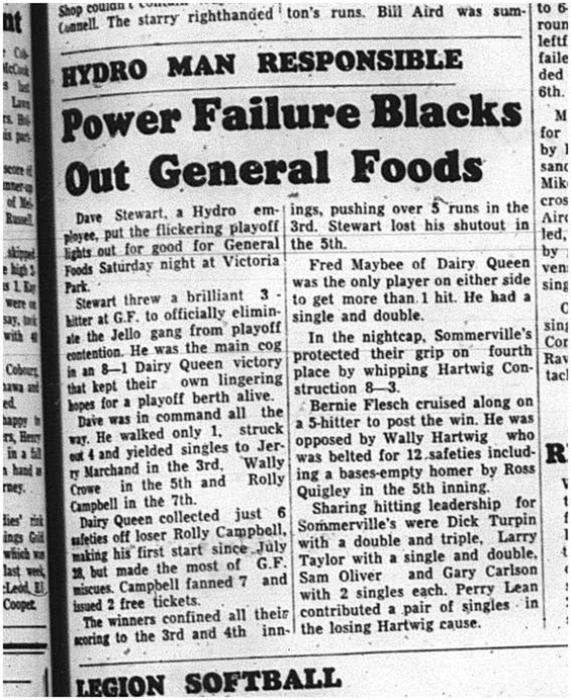 1964-08-19 Softball - Mens - General Foods Vs. Dairy Queen