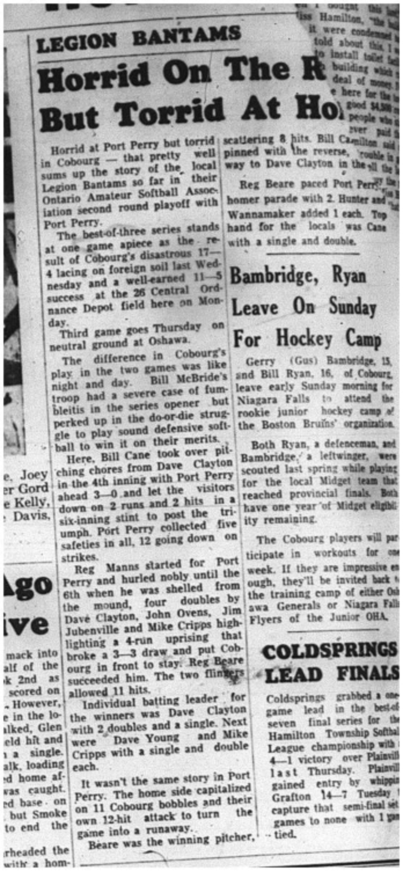 1964-08-26 Softball - Mens - Cobourg Vs. Port Perry