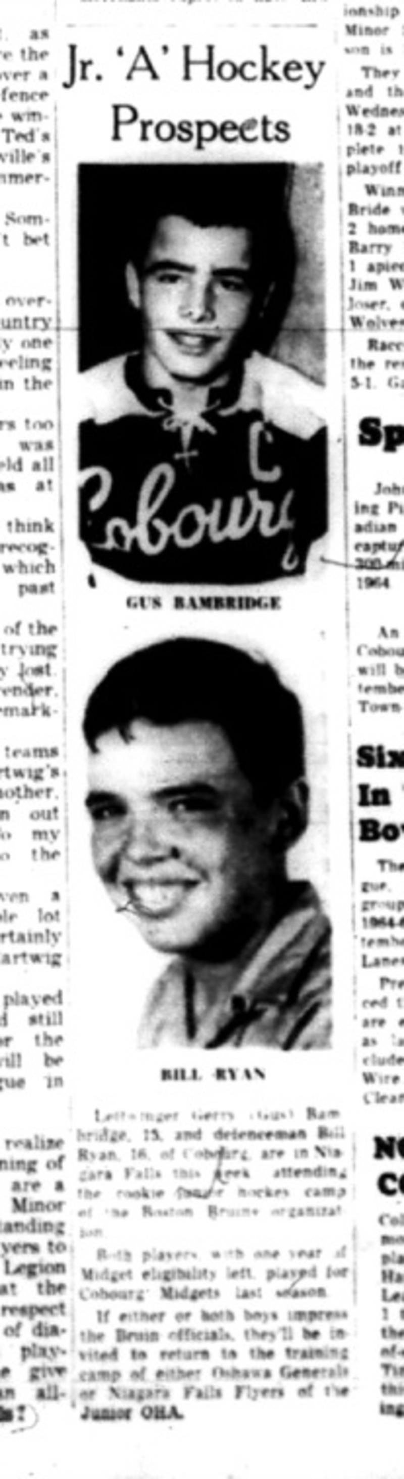 1964-09-02 Hockey - Boys - Jr. A Prospects - Gus Bambridge - Bill Ryan