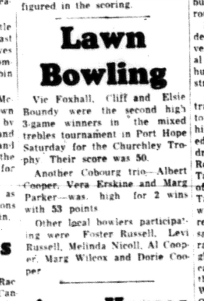 1964-09-02 Lawn Bowling - Mixed - Trebles Tournament