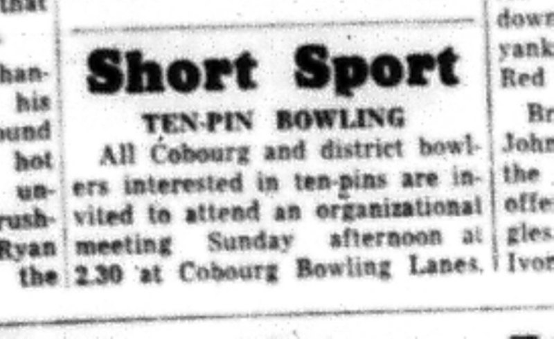 1964-09-09 Bowling - Cobourg and District Bowling - Cobourg Bowling Lanes - Short Sports