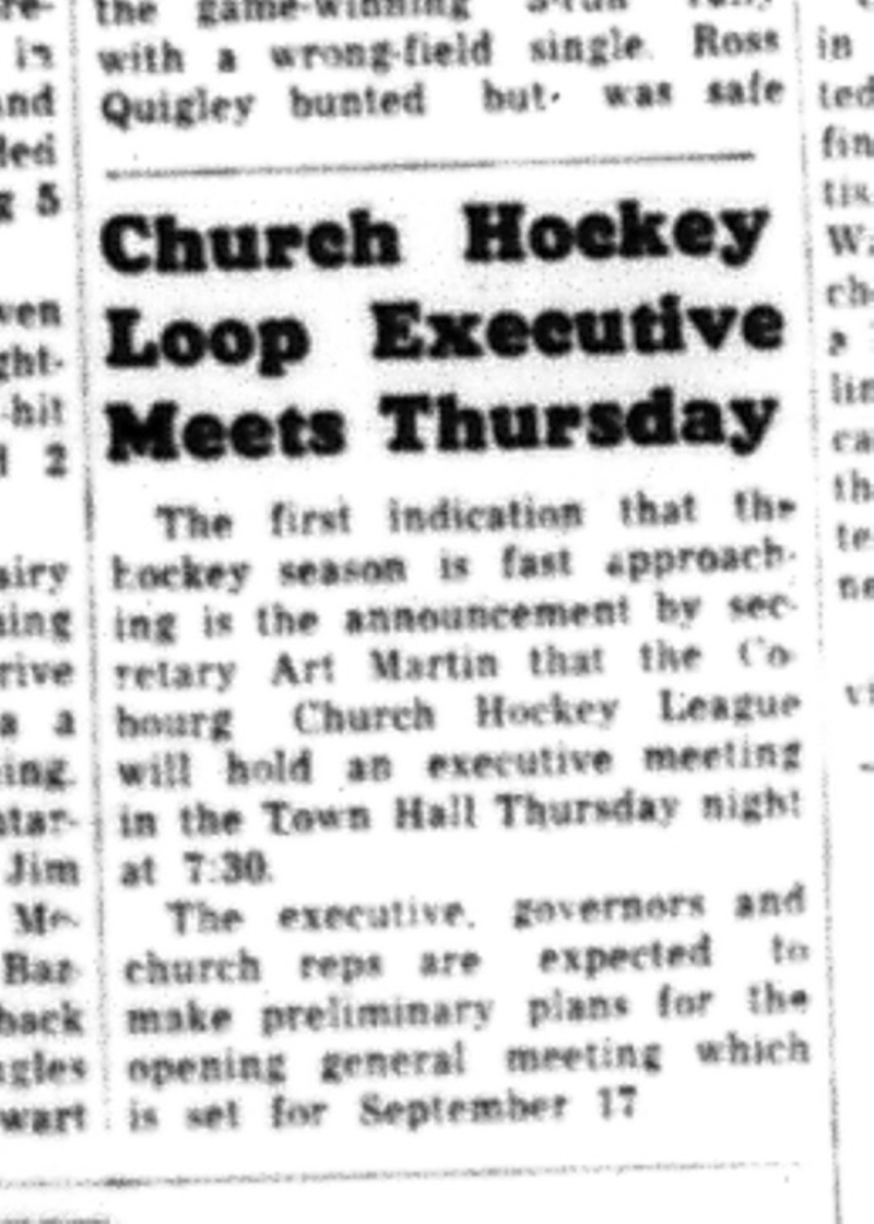 1964-09-09 Hockey - Boys - CCHL - Meeting