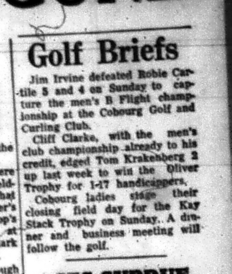 1964-09-16 Golf - Mens - Ladies - Cobourg Golf and Curling Club