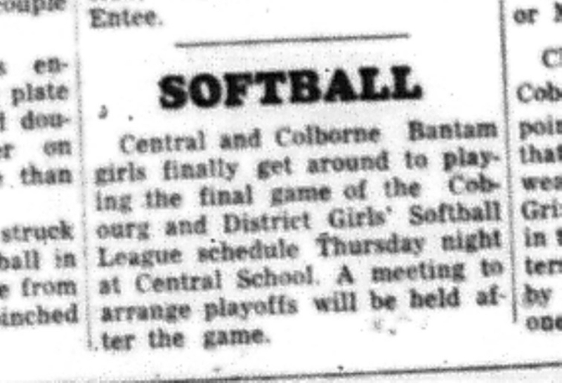 1964-09-16 Softball - Girls - Cobourg and District Girls_ Softball League - Final Game