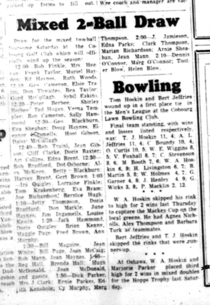 1964-09-23 Golf - Cobourg Golf and Curling Club - Mixed 2 Ball