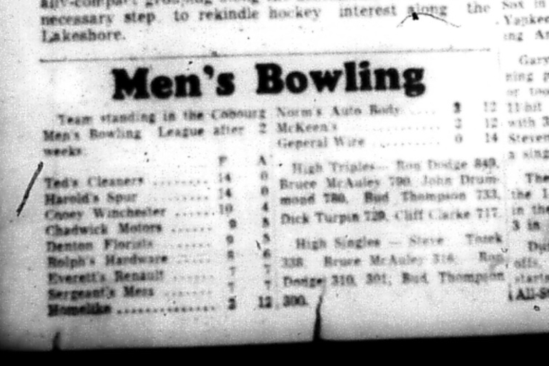 1964-09-30 Bowling - Mens - Cobourg Mens Bowling League - Team Standings