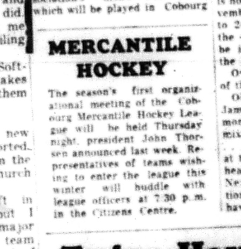 1964-09-30 Hockey - Boys - Cobourg Mercantile Hockey League - Annual Meeting
