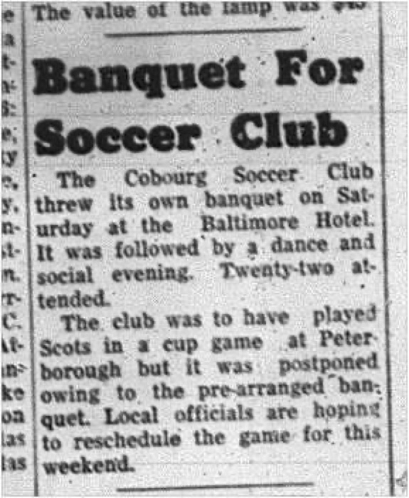 1964-09-30 Soccer - Cobourg Soccer Club - Banquet