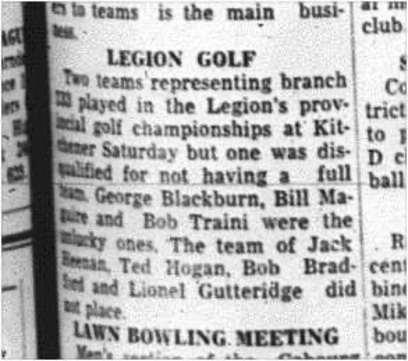 1964-10-07 Golf - Mens - Cobourg Golf and Curling Club - Legion Provincial Golf Championships