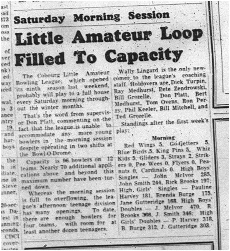 1964-10-14 Bowling - Cobourg Little Amateur Bowling League