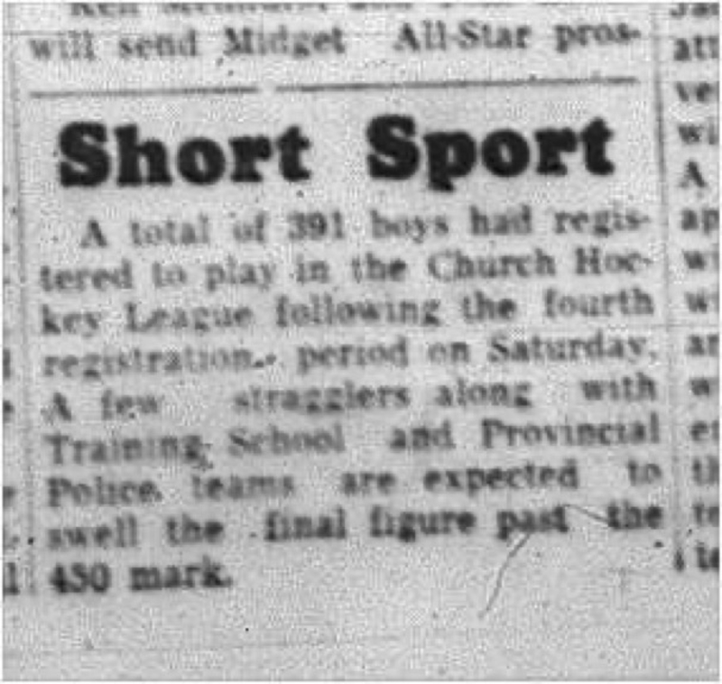 1964-10-14 Hockey - Boys - CCHL - 391 Boys Registered - Short Sport