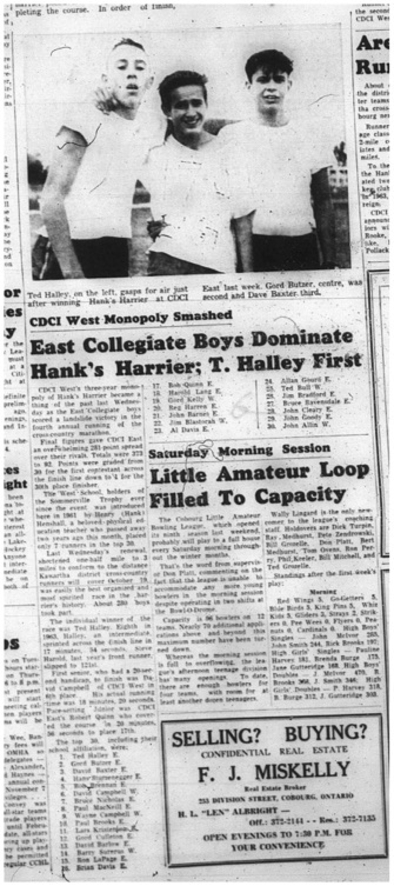 1964-10-14 School - Cross Country - Boys - Hanks Harrier - CDCI East - Ted Halley