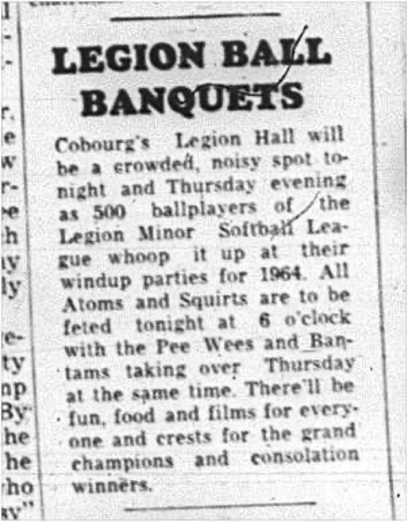 1964-10-14 Softball - Boys - Legion Minor Softball League - Banquets