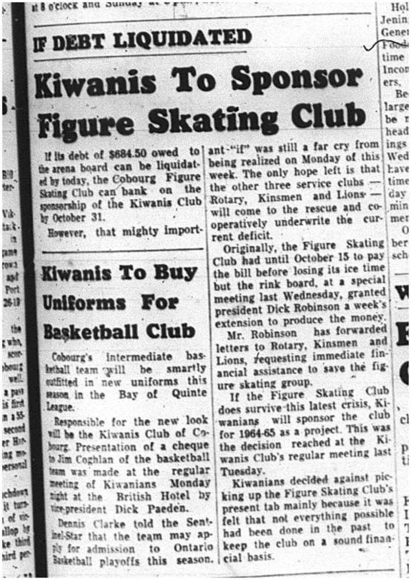 1964-10-21 Figure Skating -Mixed- Cobourg Figure Skating Clubs - Kiwanis Sponsor