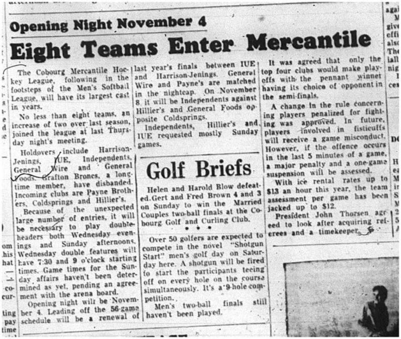 1964-10-21 Hockey - Boys - Cobourg Mercantile Hockey League - Opening Night