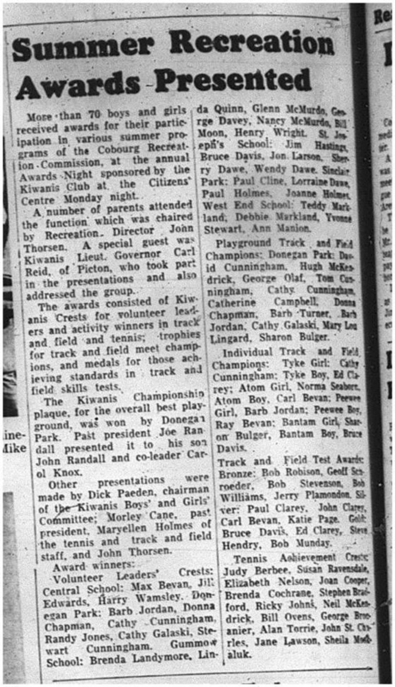 1964-10-21 Sports - Annual Awards Night - Summer Recreation Awards Presented