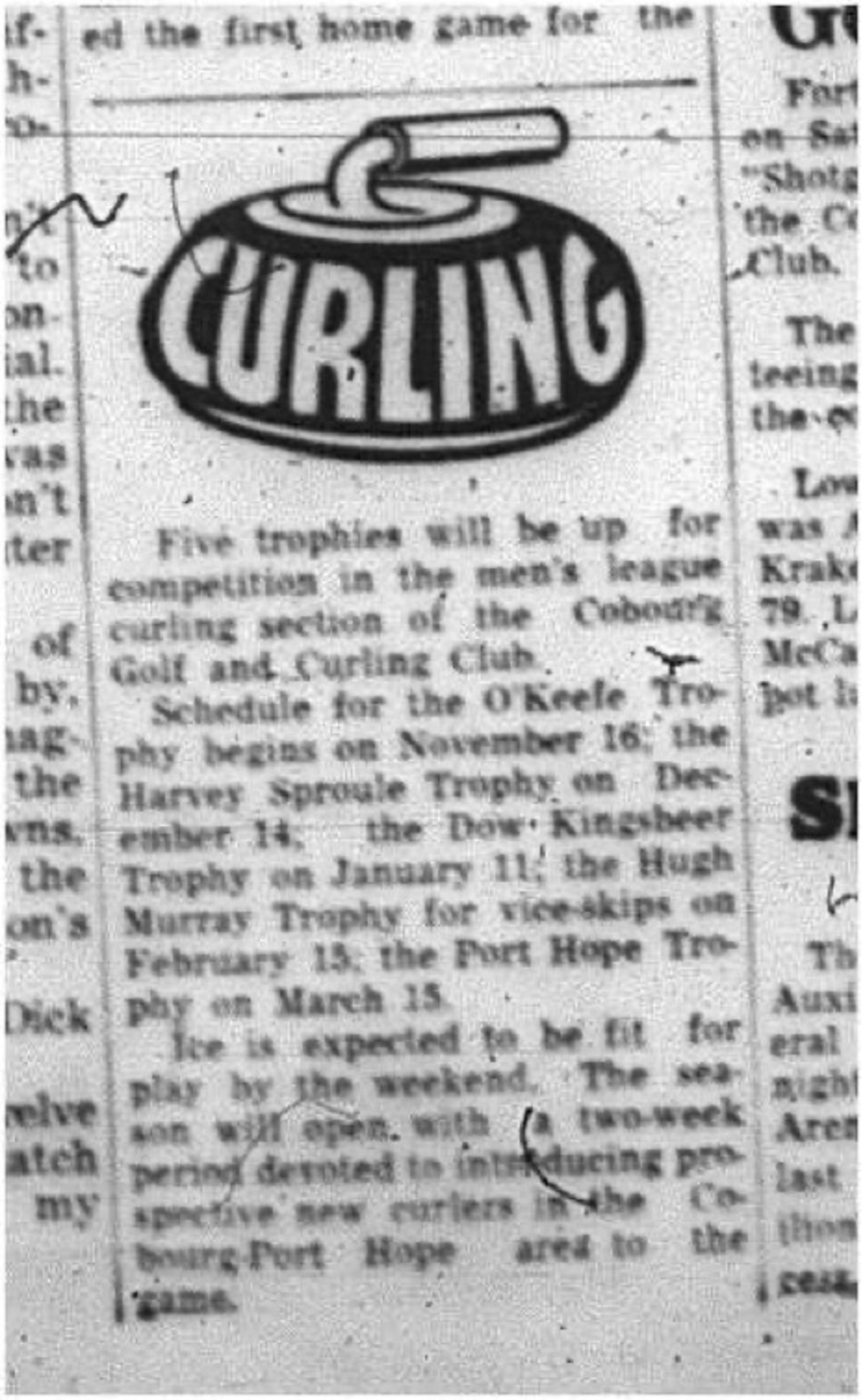 1964-10-28 Curling - Mens - Cobourg Golf and Curling Club