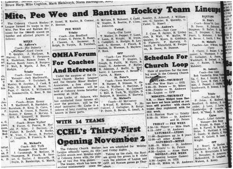 1964-10-28 Hockey - Boys - CCHL - Mite - Peewee - Bantam - Team Lineups