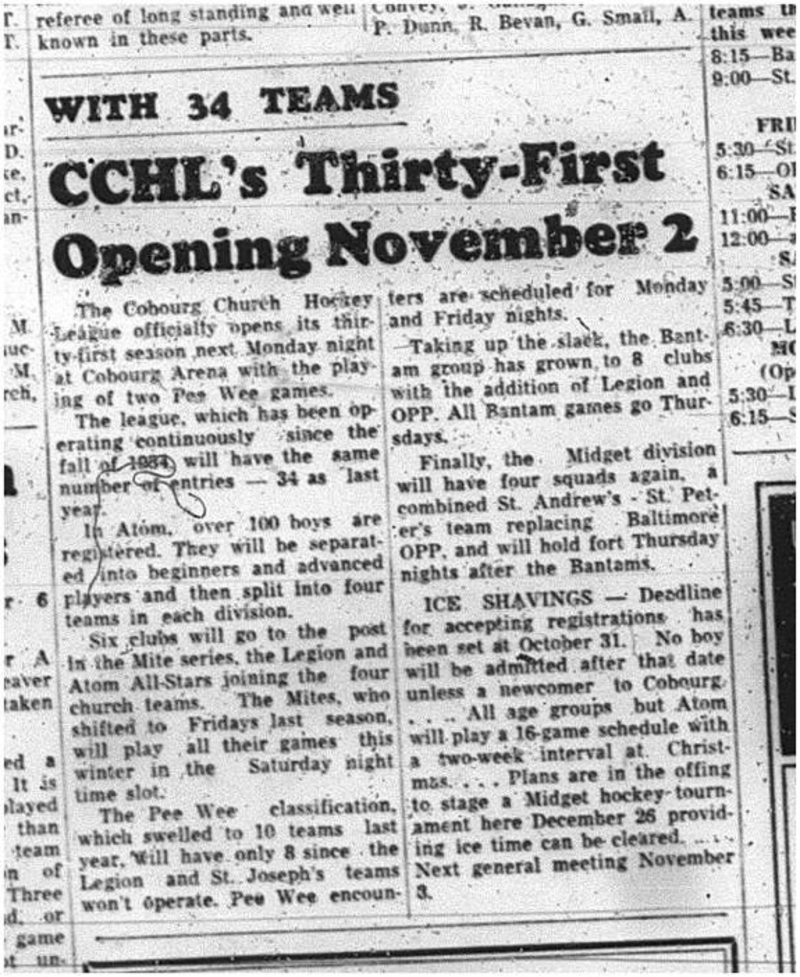 1964-10-28 Hockey - Boys - CCHL - Thirty-First Opening - Peewee Games