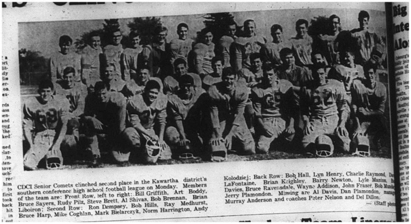 1964-10-28 School - CDCI Senior Comets - Kawartha Districts Southern Conference - Team Picture