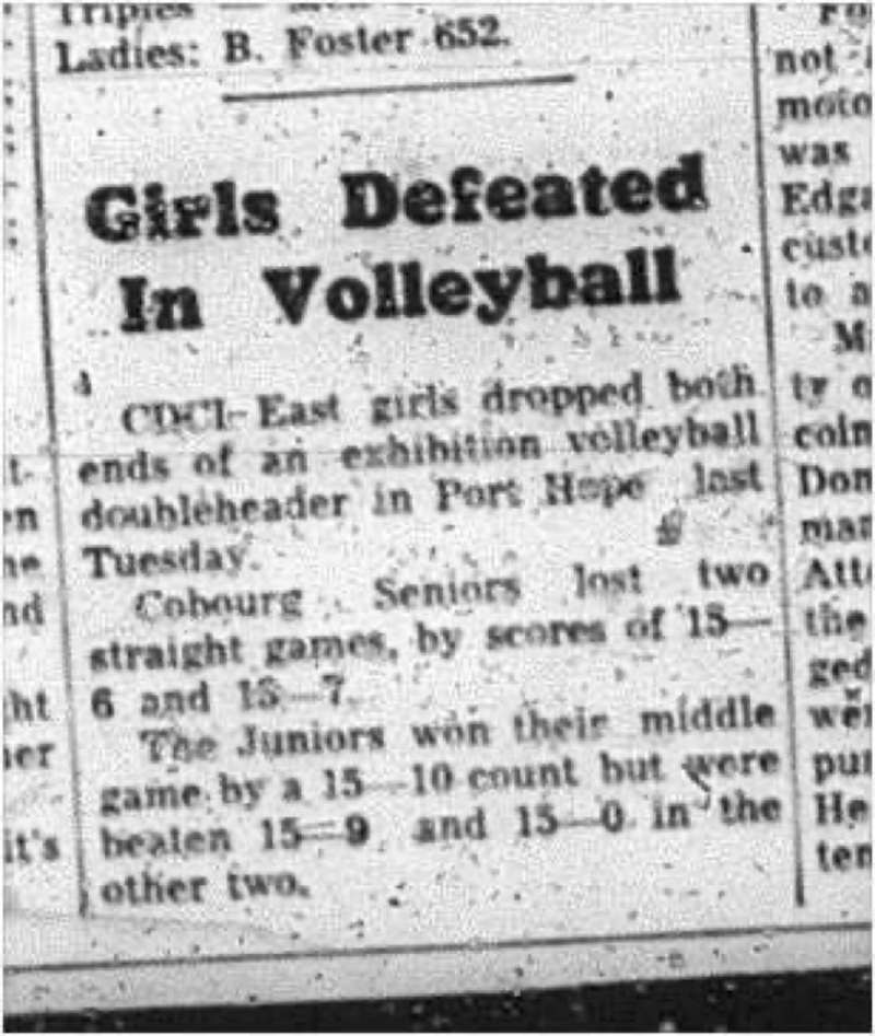 1964-10-28 School - Volleyball - Girls - CDCI East Vs. Port Hope - Exhibition